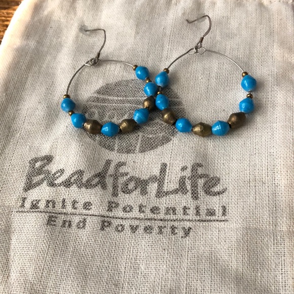 Bead for Life East African Gold Hoop Earrings - Picture 2 of 6